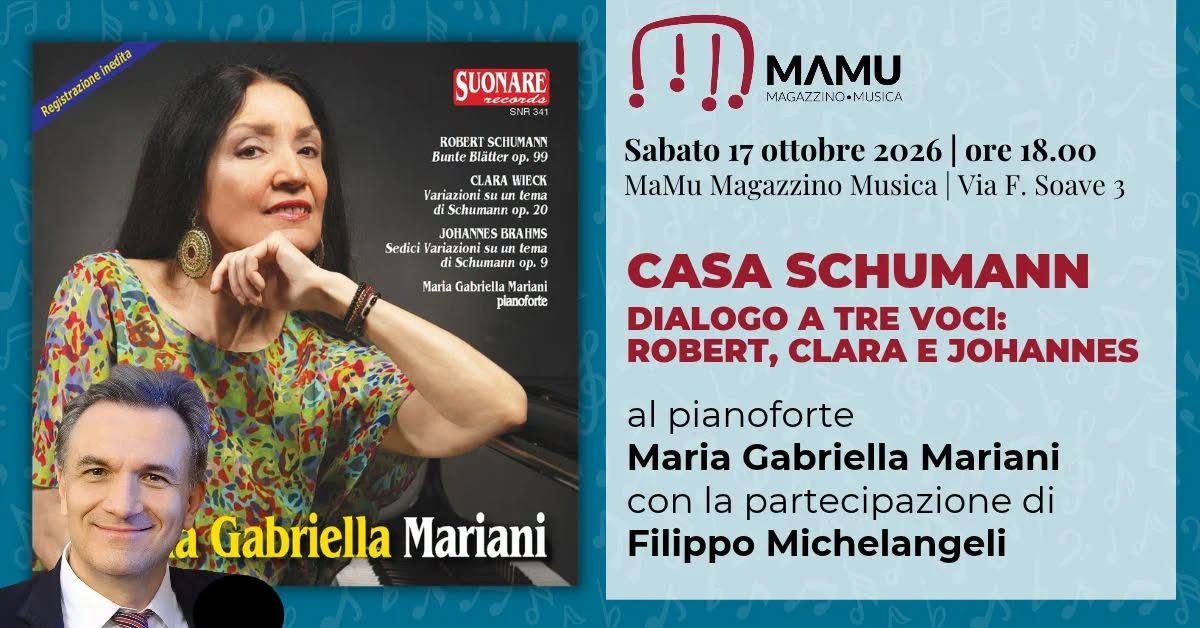 Locandina della presentazione al MaMu Magazzino Musica, Milano, 17 ottobre 2026